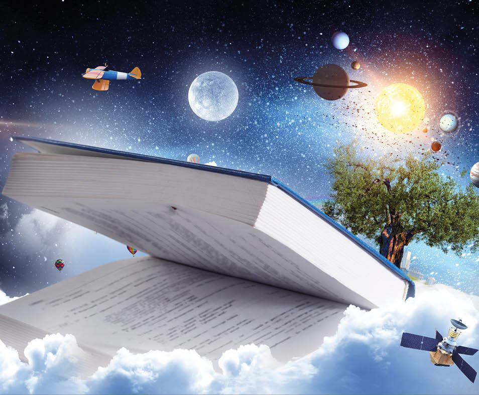 Big open book. Mixed media