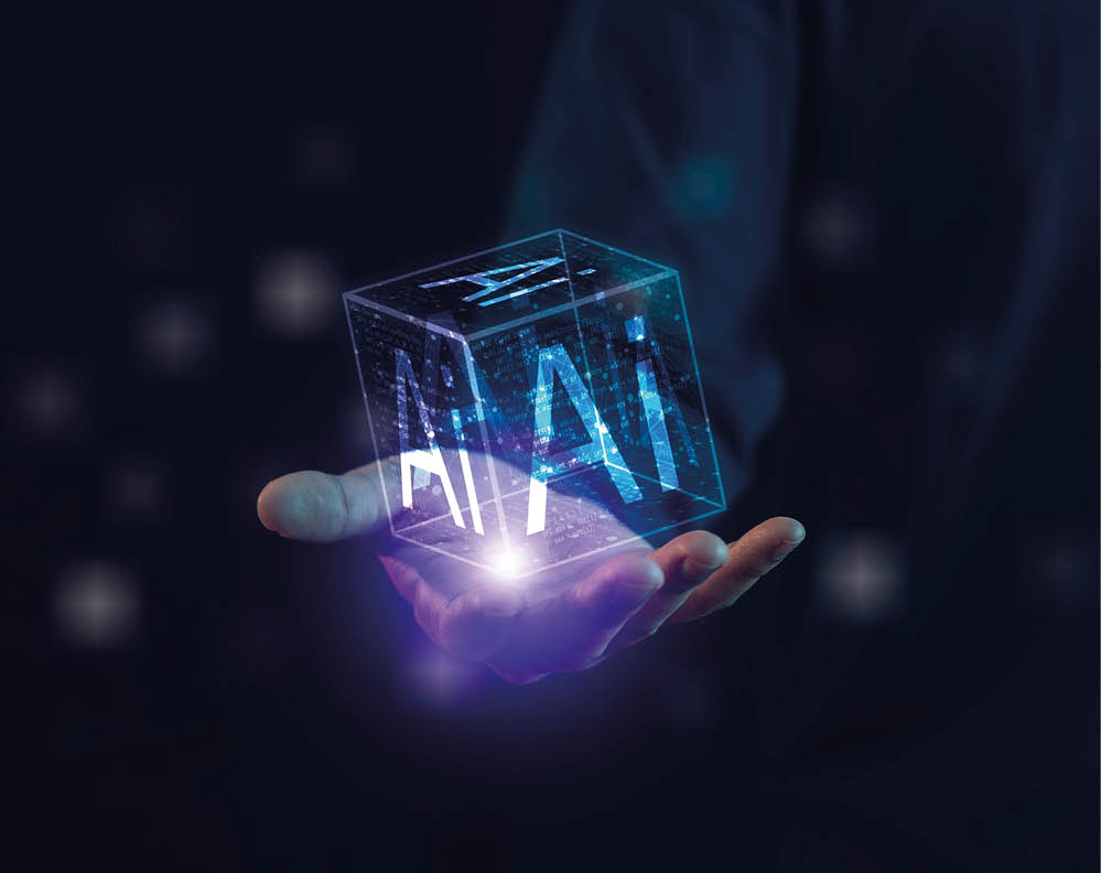 Artificial intelligence AI, circuit board in shape electronic, technology smart robot AI, artificial intelligence by enter command prompt for generates.