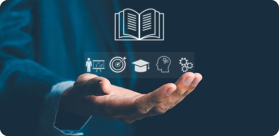 Education, E-learning technology concept. AI and machine learning enhance personalized learning. Technology course, business training. E-learning, online education, education, internet learning.